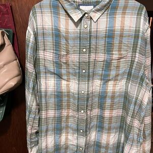 American Eagle Outfitters Plaid Shirt - Blue, Green, and White